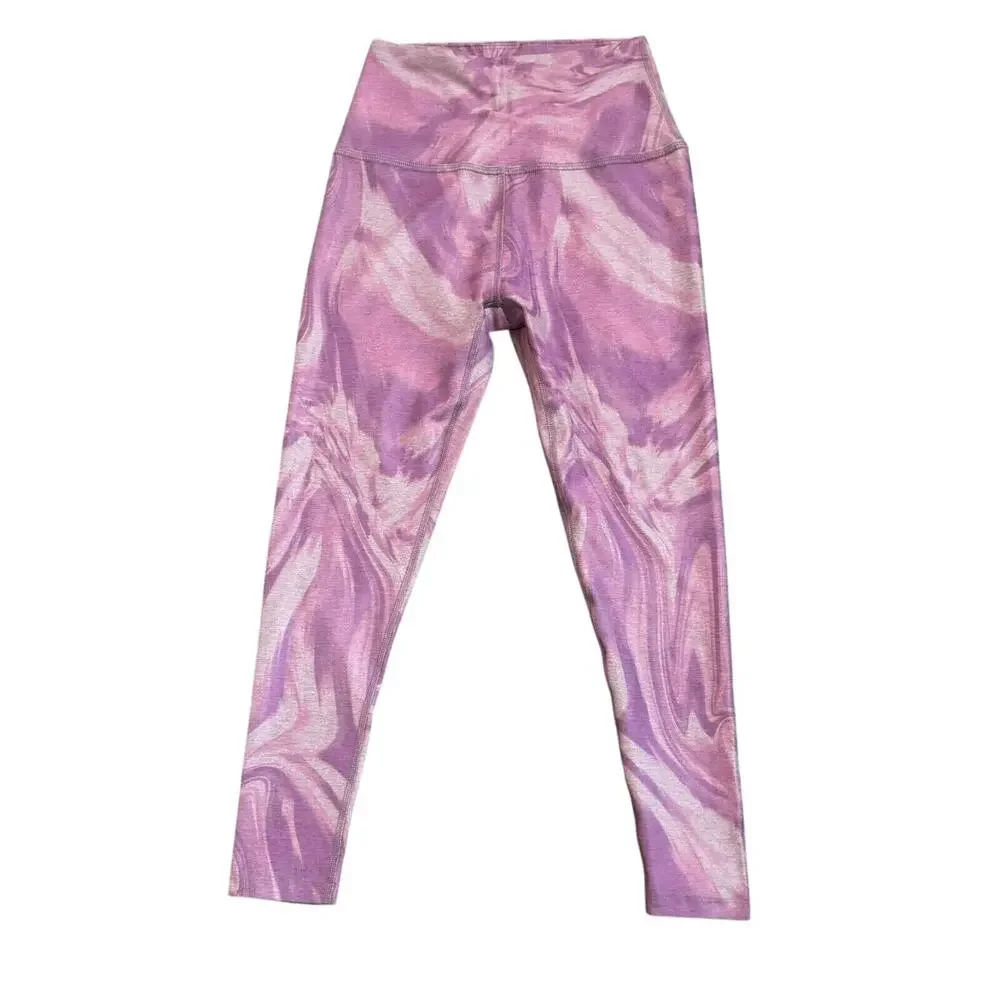 BEYOND YOGA Women's Medium Pink Purple Marble SoftMark High Waisted Midi Legging